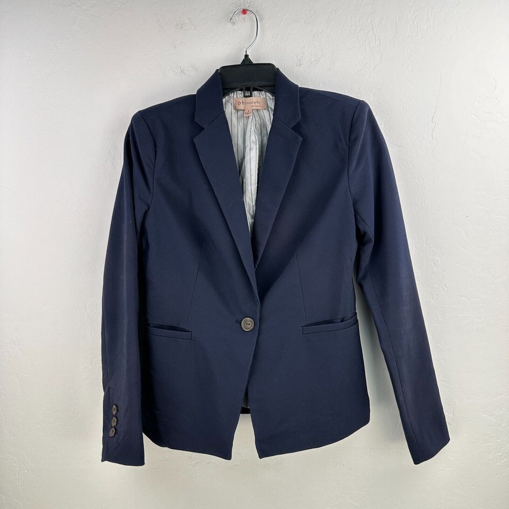 Philosophy Blazer Jacket Women Size 2 Blue Formal Office Business Casual Work